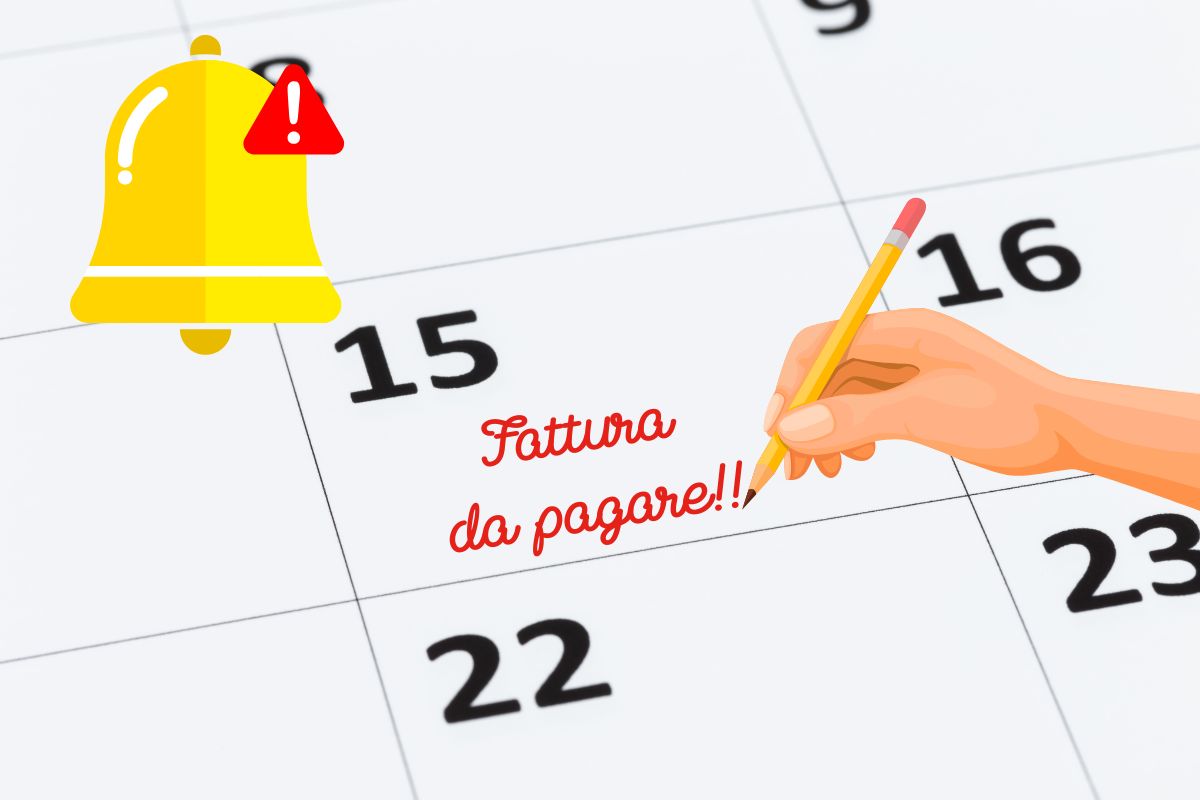 Calendario con fattura da pagare