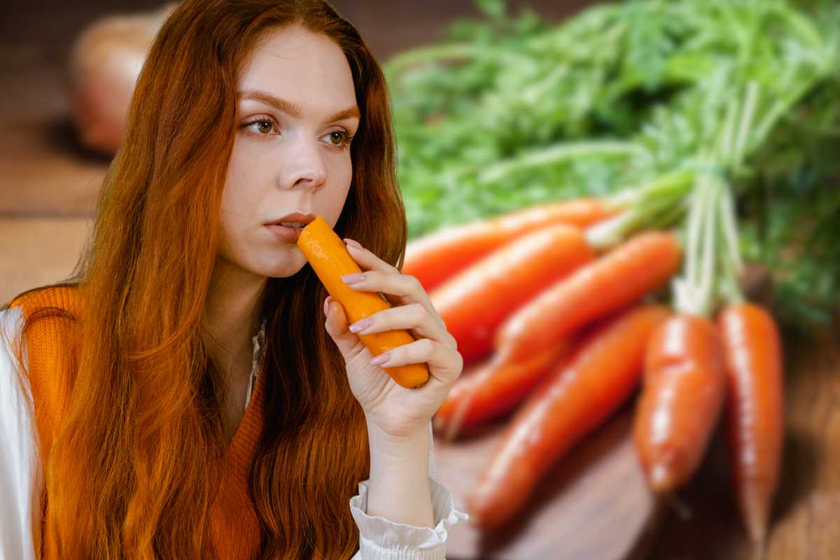 ragazza mangia carota e carote